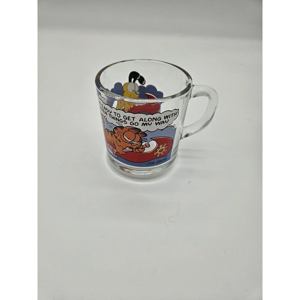 1978 Garfield Odie Boat Canoe McDonald's glass mug cup